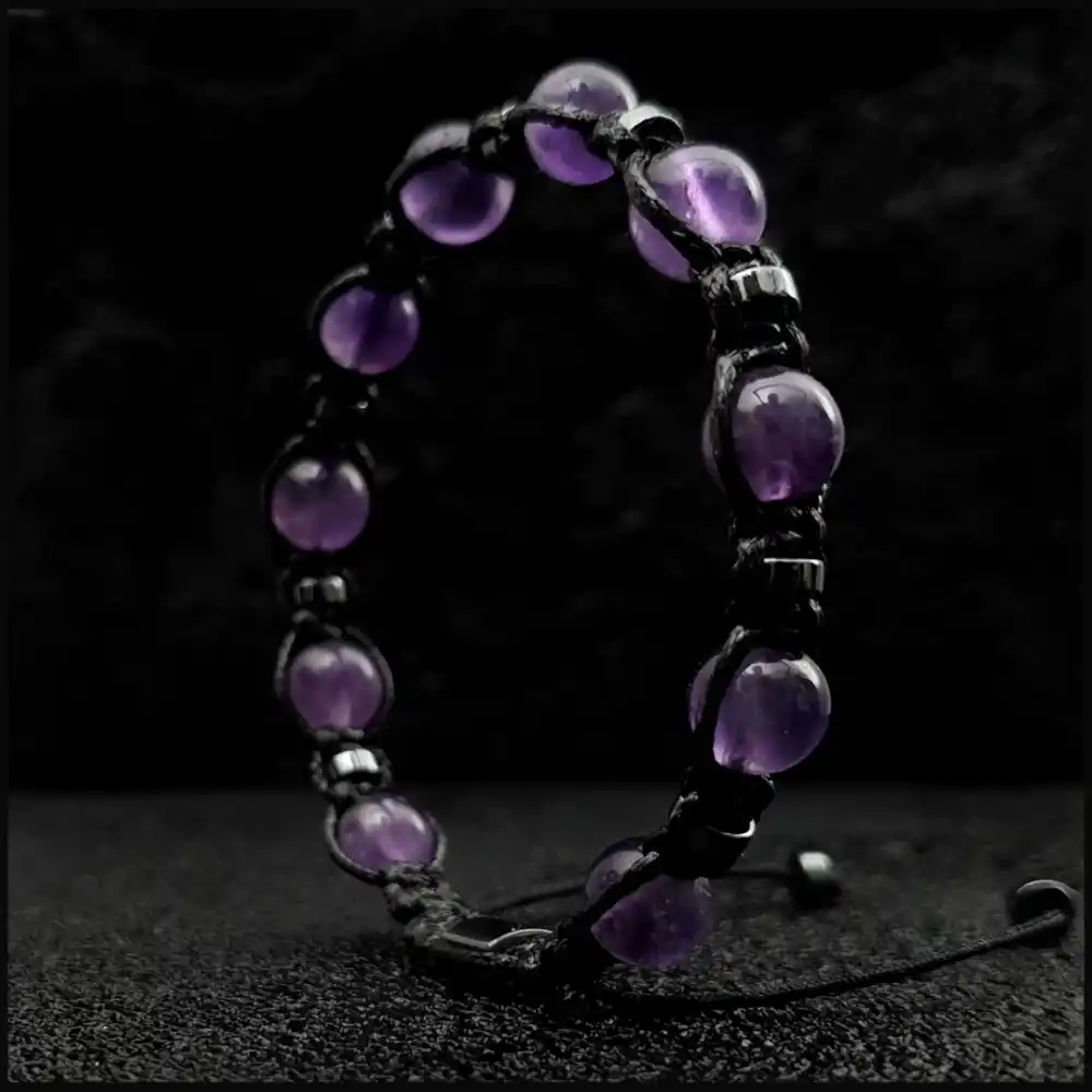 Ametist Taşı Küre Makrome Bileklik