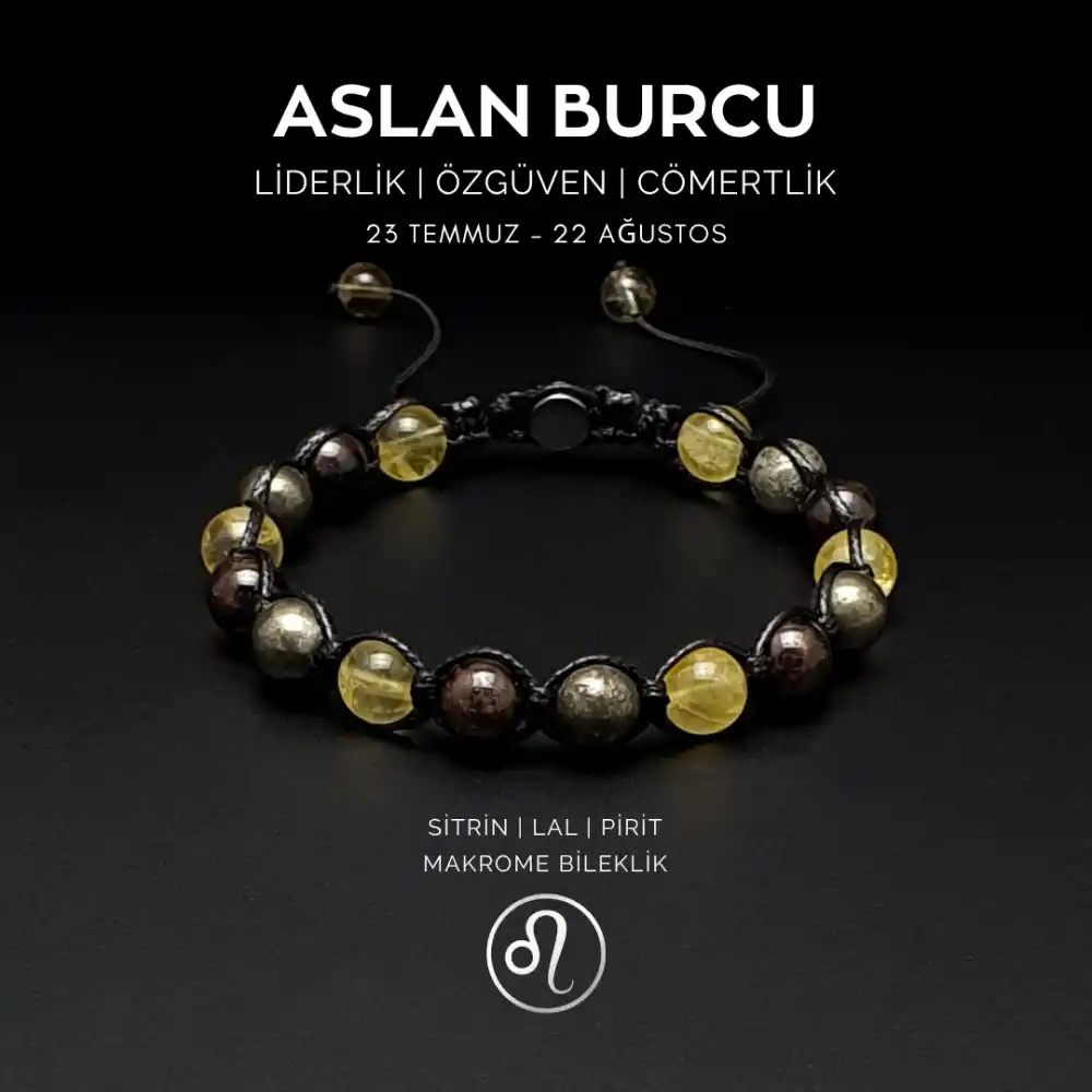 Aslan Burcu Makrome Bileklik