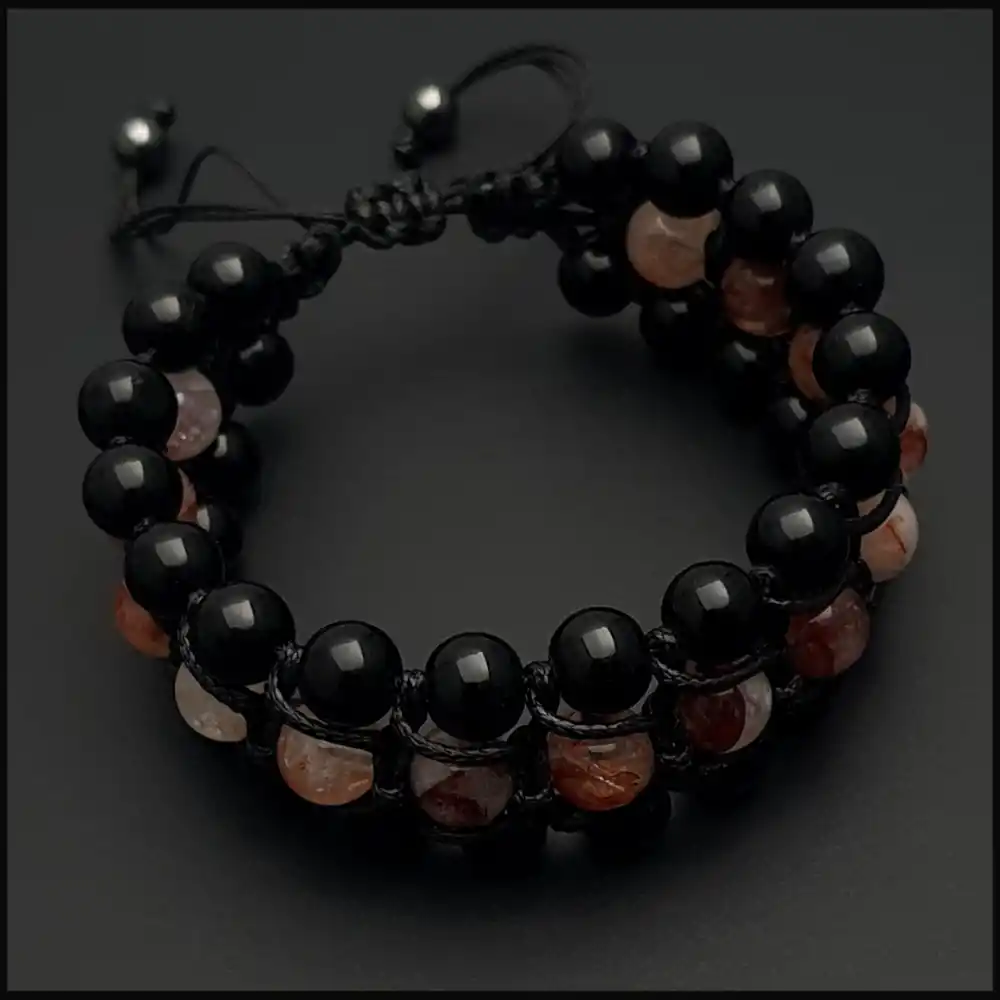 Ateş Kuvars ve Oniks Taşı Bohem Bileklik