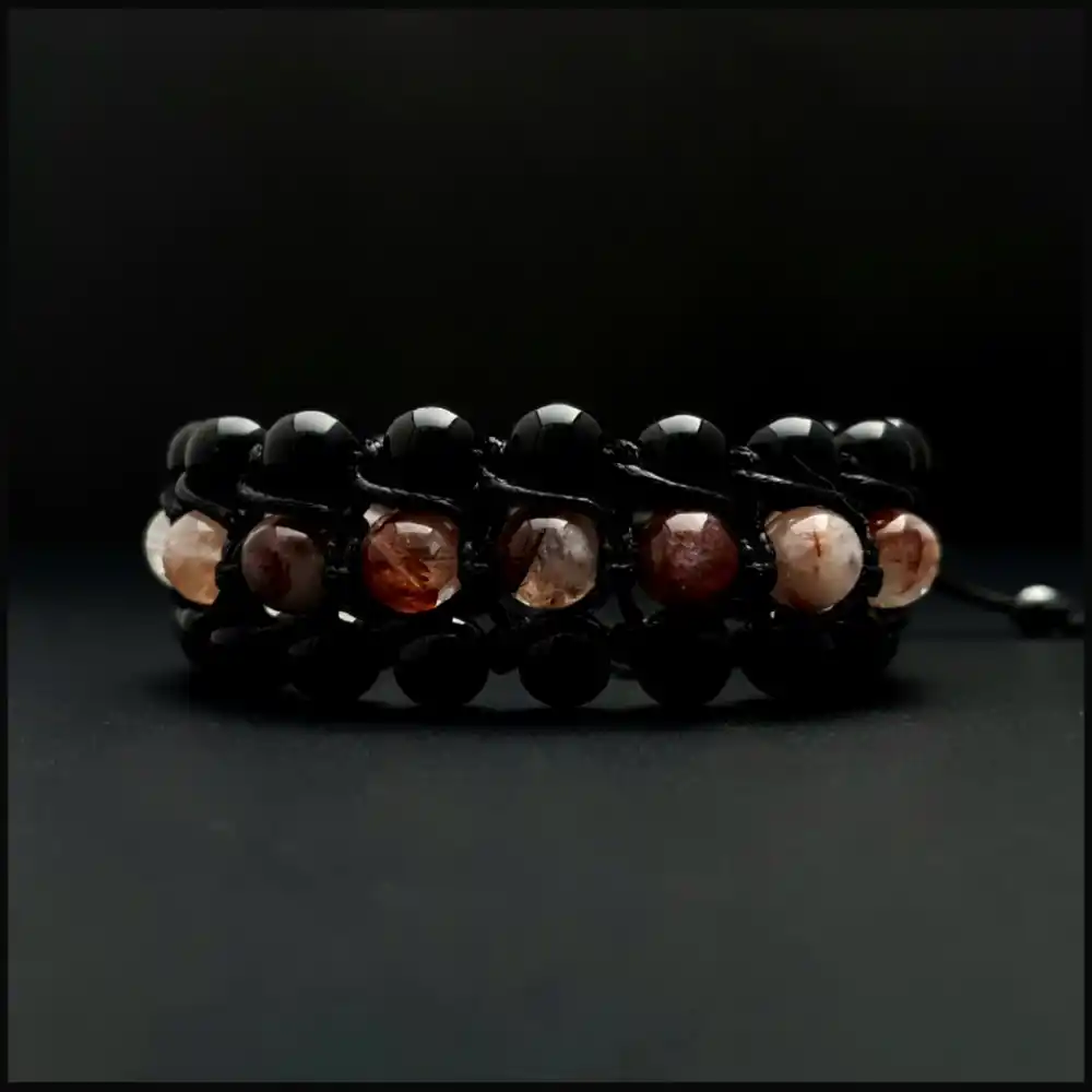 Ateş Kuvars ve Oniks Taşı Bohem Bileklik