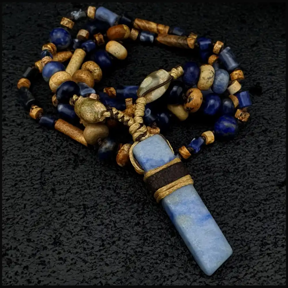 Aventurin Uçlu, Sodalit, Jasper, Akik, Lapis Lazuli, Doğal Taş, Bohem Kolye