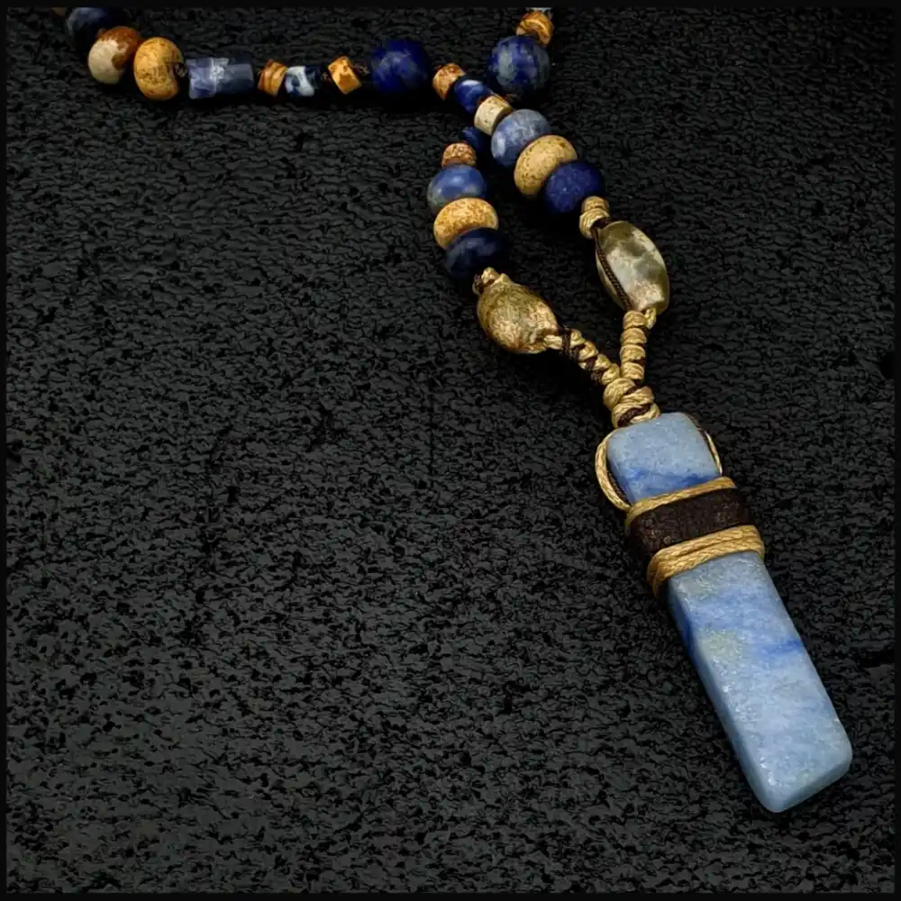 Aventurin Uçlu, Sodalit, Jasper, Akik, Lapis Lazuli, Doğal Taş, Bohem Kolye