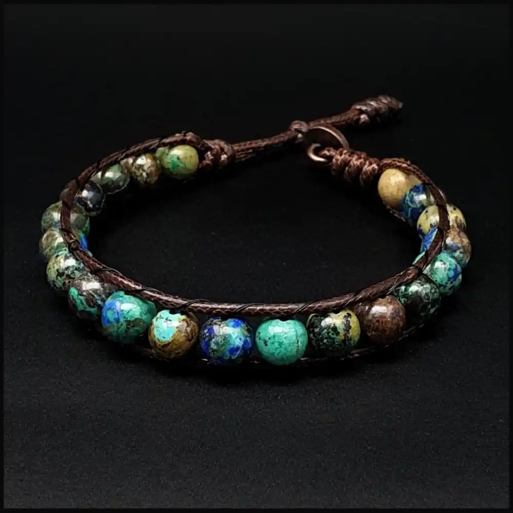 Azurit Taşı Tek Sıra Bohem Bileklik