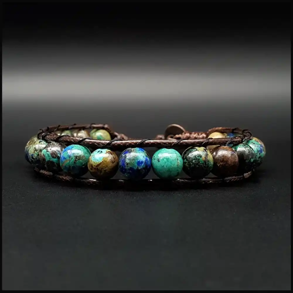 Azurit Taşı Tek Sıra Bohem Bileklik