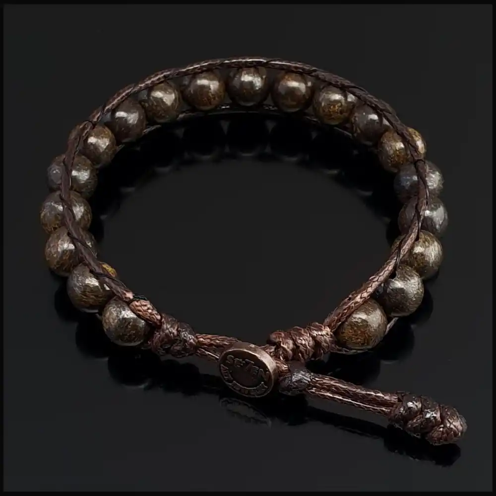 Bronzit Taşı Tek Sıra Bohem Bileklik