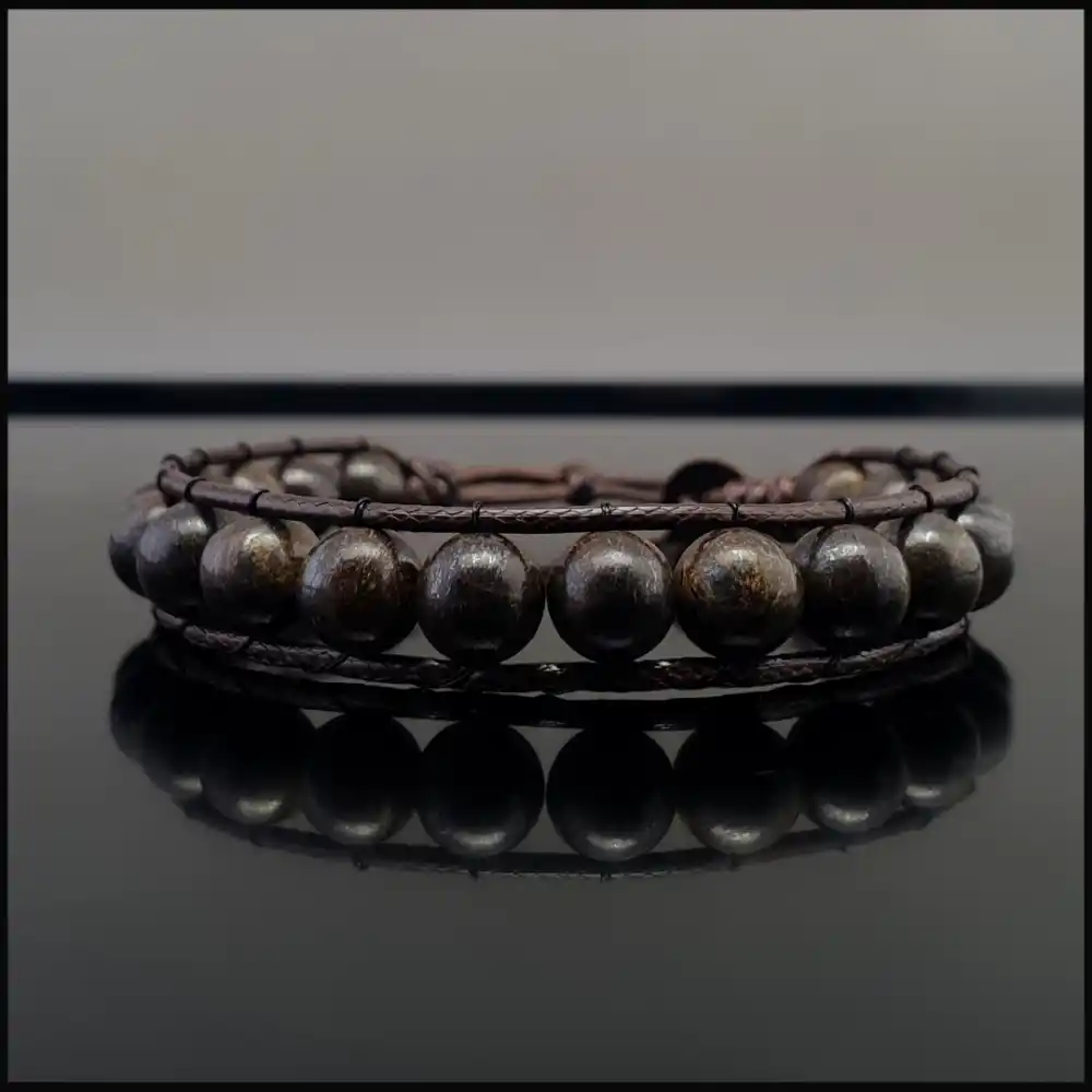 Bronzit Taşı Tek Sıra Bohem Bileklik