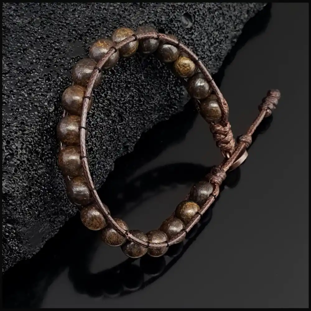 Bronzit Taşı Tek Sıra Bohem Bileklik