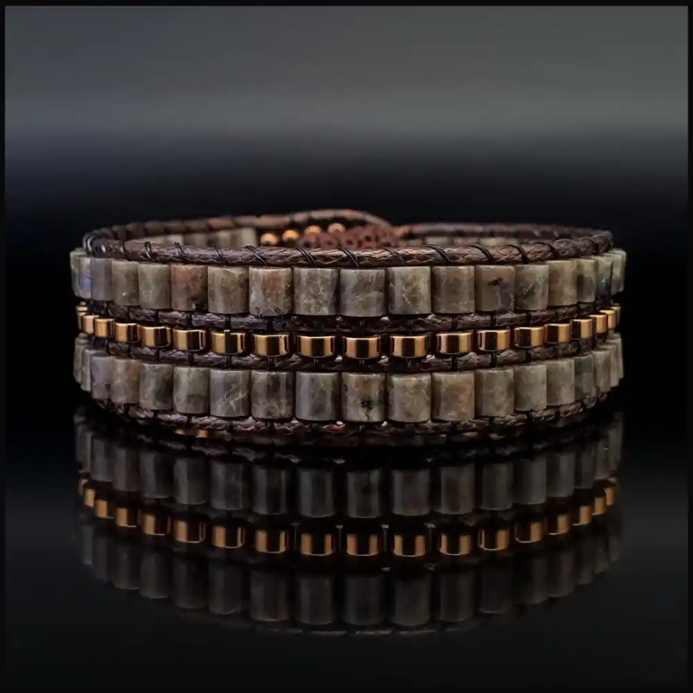 Kahverengi Jasper ve Hematit Tarz Bileklik