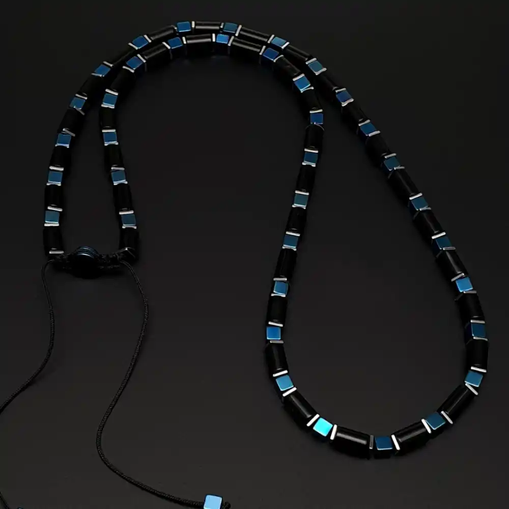 El yapımı Mavi Hematit ve Siyah Hematit Taşı Set