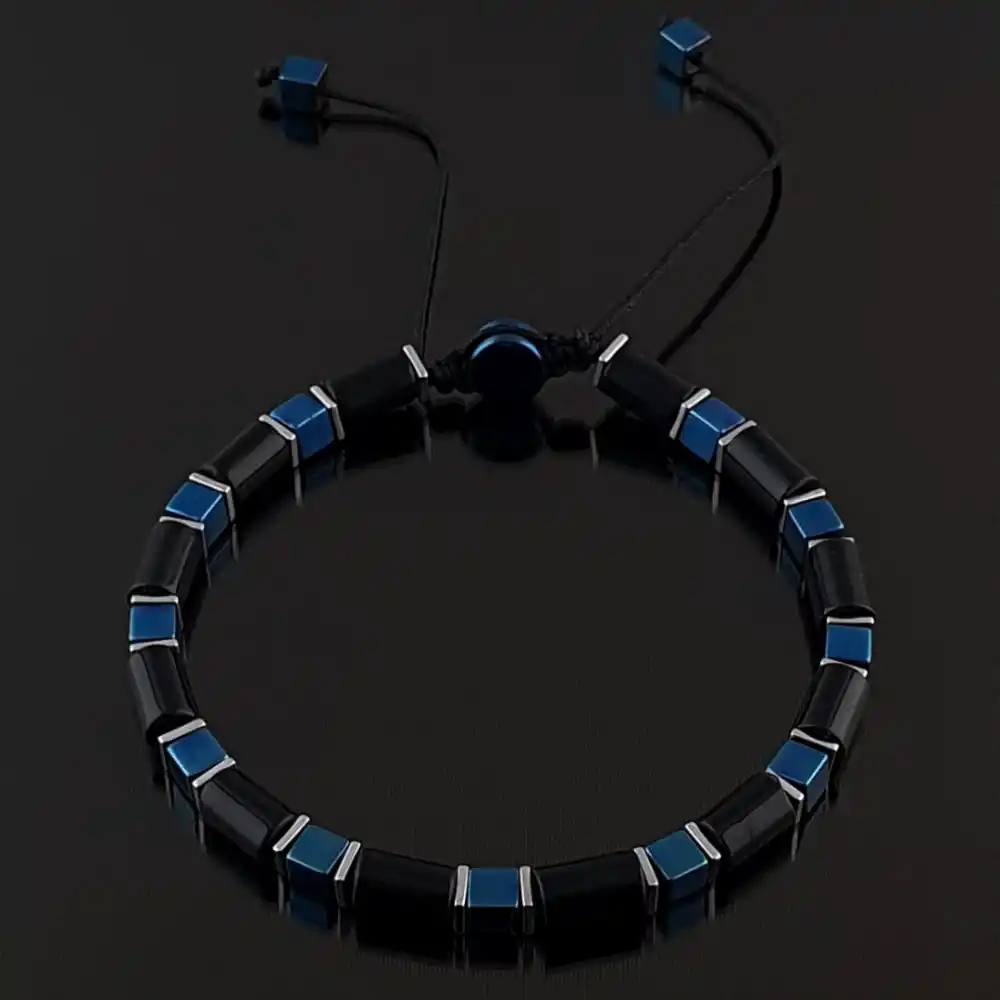 El yapımı Mavi Hematit ve Siyah Hematit Taşı Set