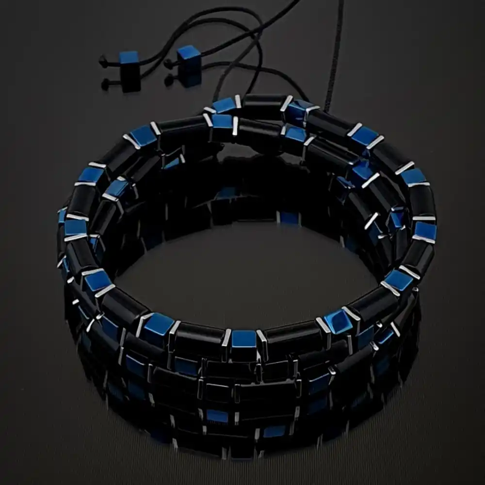 El yapımı Mavi Hematit ve Siyah Hematit Taşı Set