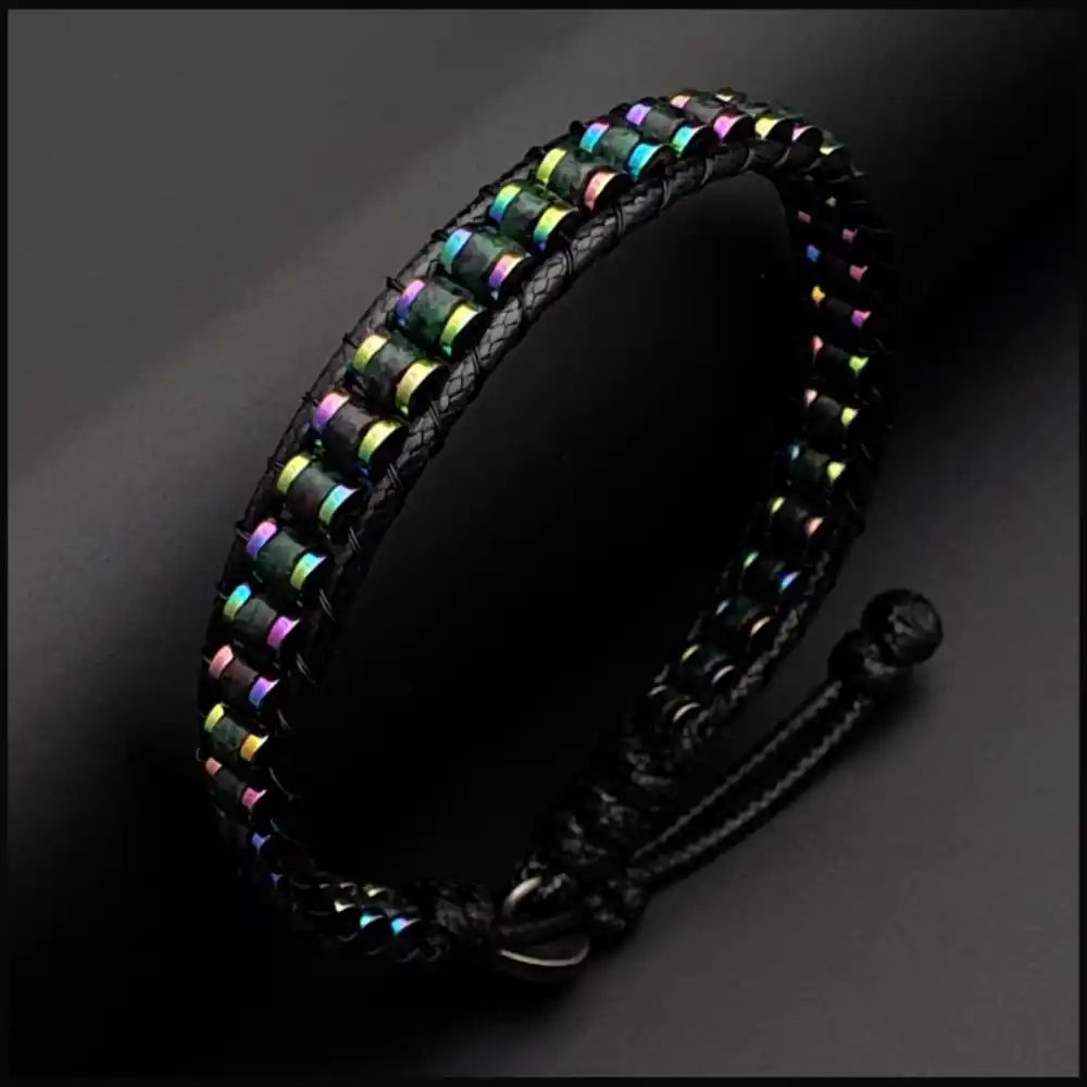 Epidot ve Hematit Taşı Slim Silindir Bileklik