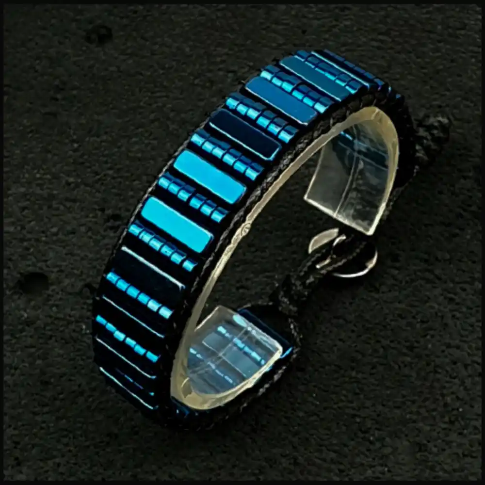 Hematit Taşı Mavi Piyano Bileklik