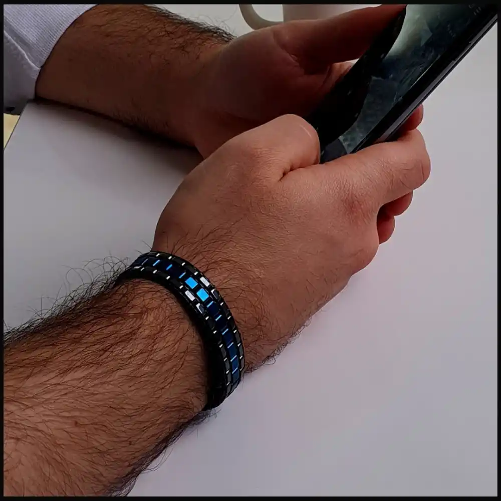 Doğal Taş Hematit Taşı Mavi Tarz Bileklik