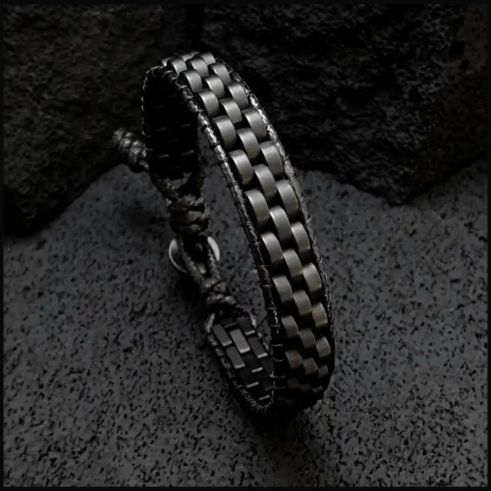 Hematit Taşı Siyah Hasır Örgü Basic Bileklik