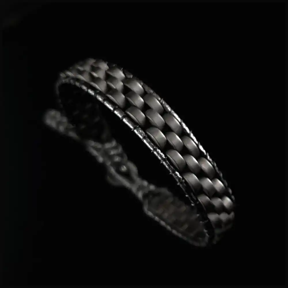 Hematit Taşı Siyah Hasır Örgü Basic Bileklik