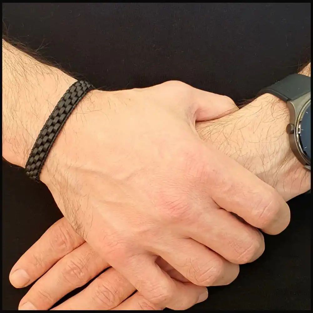 Hematit Taşı Siyah Hasır Örgü Basic Bileklik