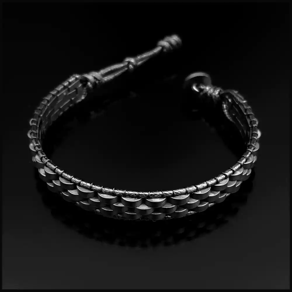 Hematit Taşı Siyah Hasır Örgü Basic Bileklik