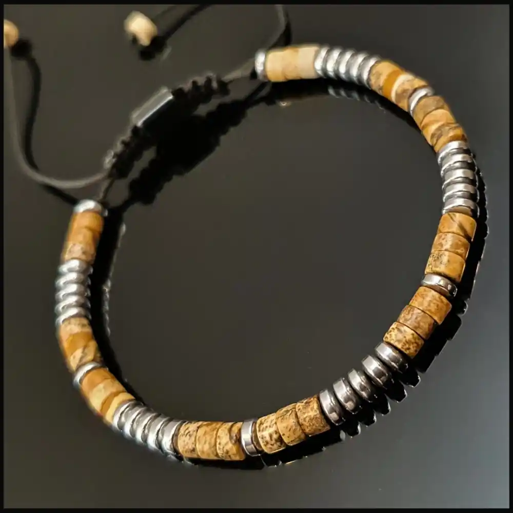 Jasper & Hematit Ayarlanabilir Bileklik