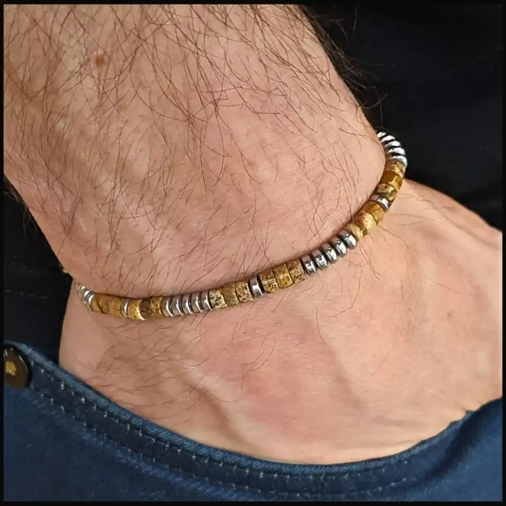 Jasper & Hematit Ayarlanabilir Bileklik