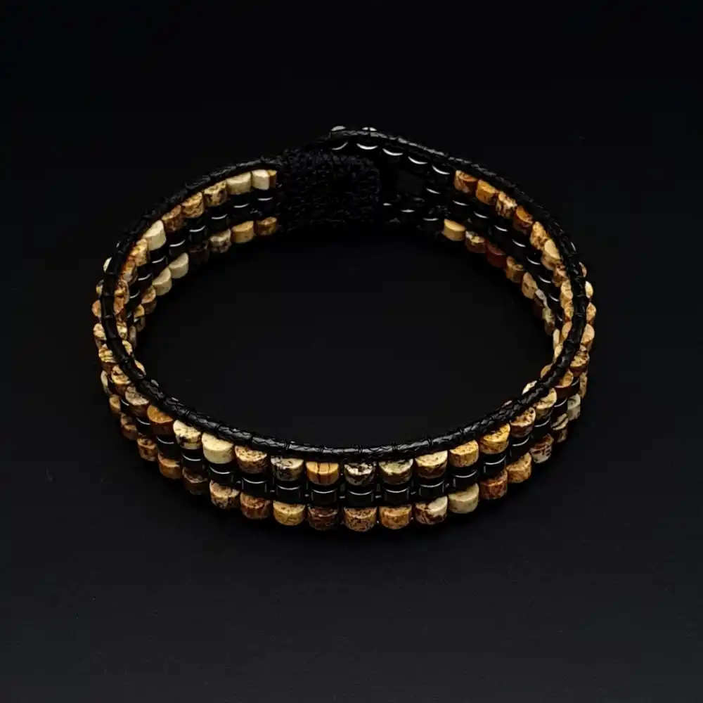 Jasper ve Hematit Tarz Bileklik 4x2mm