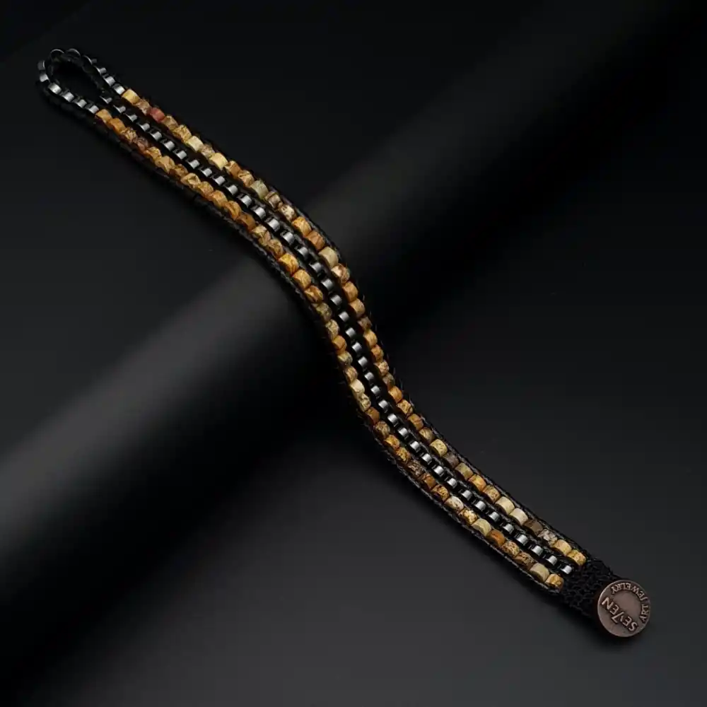 Jasper ve Hematit Tarz Bileklik 4x2mm