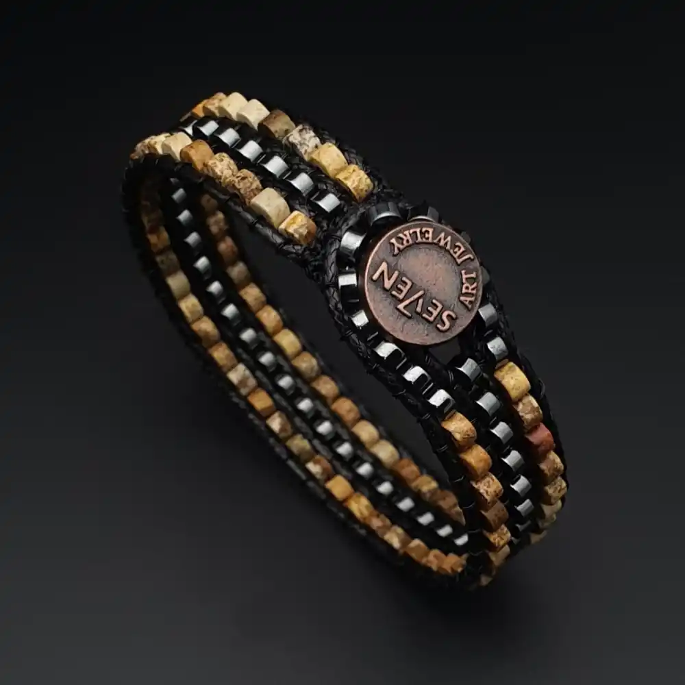 Jasper ve Hematit Tarz Bileklik 4x2mm