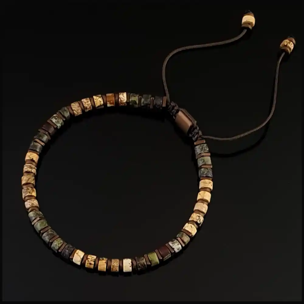 Jasper ve Kan Taşı Makrome Bileklik