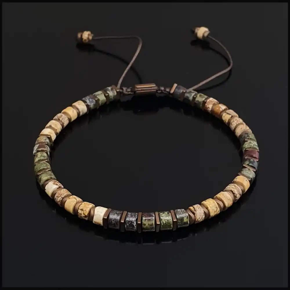 Jasper ve Kan Taşı Makrome Bileklik