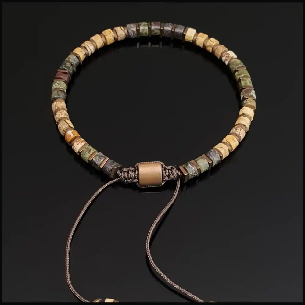 Jasper ve Kan Taşı Makrome Bileklik