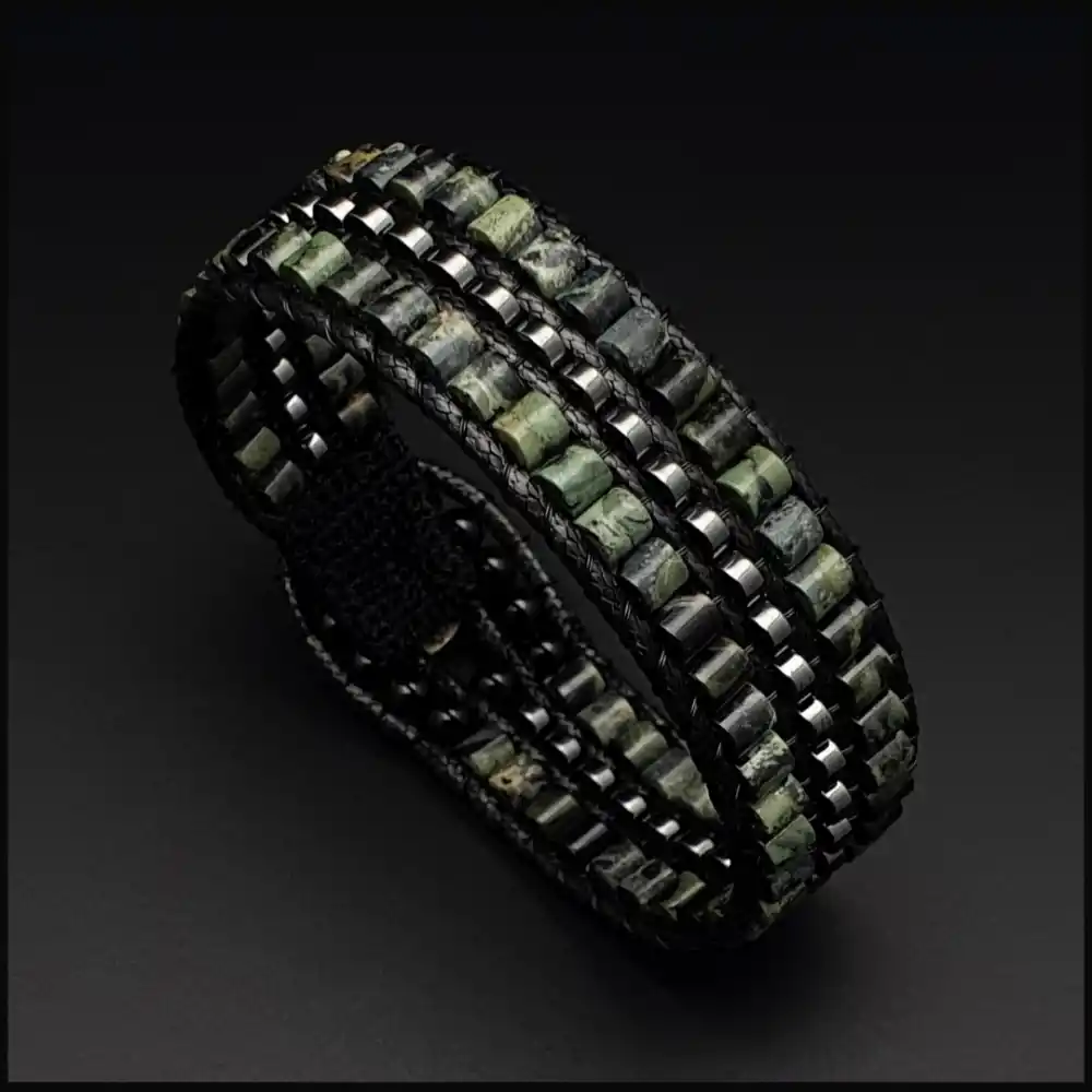 Kambamba Jasper ve Hematit Tarz Bileklik