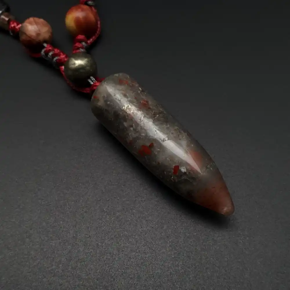 Kan Taşı Uçlu Bohem Kolye