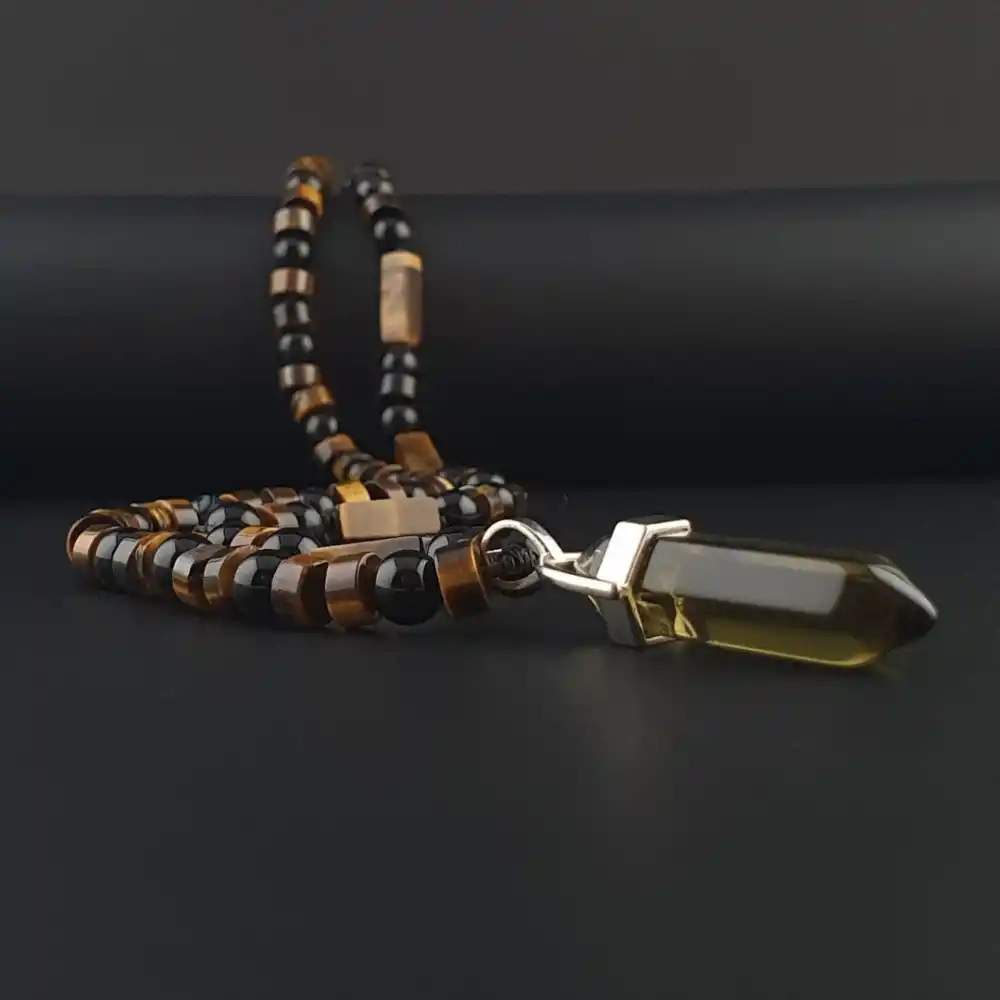 Kaplan Gözü, Akik, Dumanlı Kuvars Uçlu Kolye