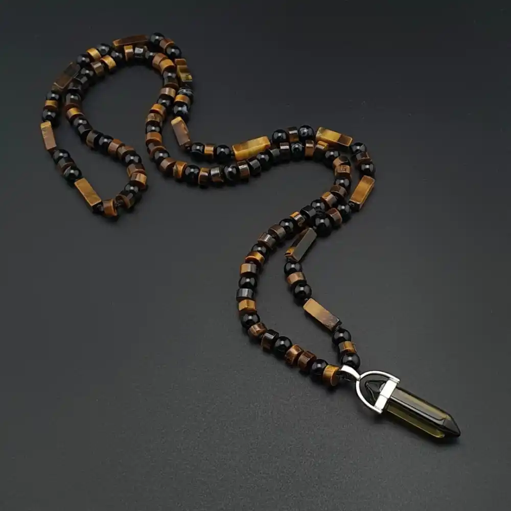 Kaplan Gözü, Akik, Dumanlı Kuvars Uçlu Kolye