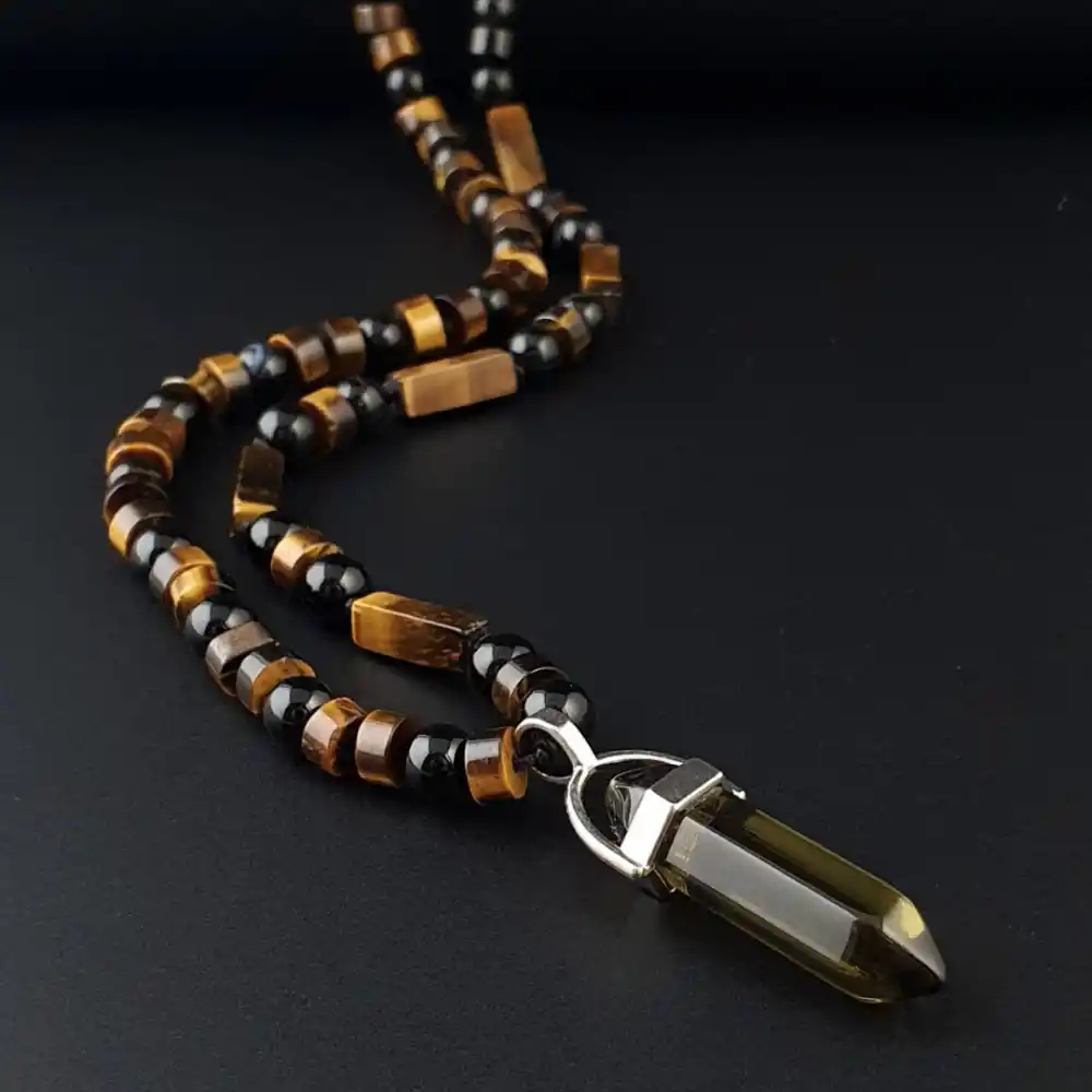 Kaplan Gözü, Akik, Dumanlı Kuvars Uçlu Kolye