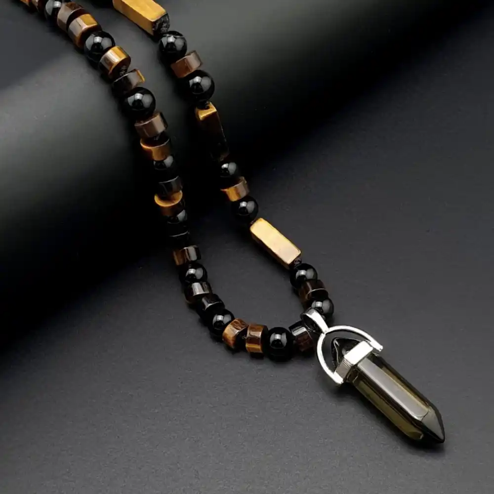 Kaplan Gözü, Akik, Dumanlı Kuvars Uçlu Kolye