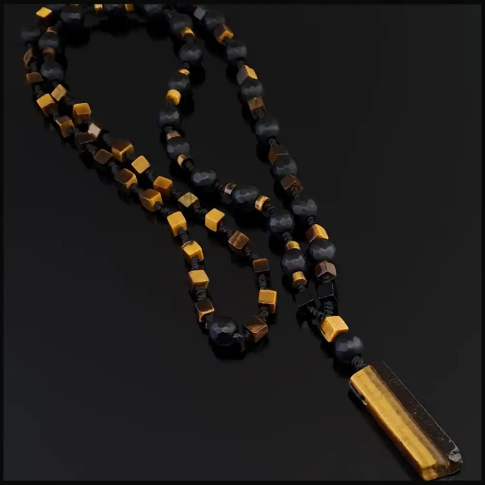 Kaplan Gözü Uçlu Bohem Kolye