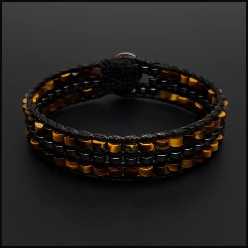 Kaplan Gözü ve Hematit Tarz Bileklik 4x2mm