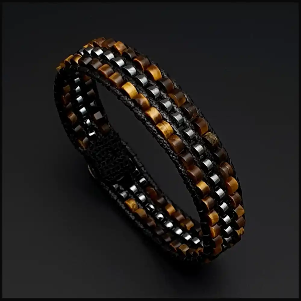 Kaplan Gözü ve Hematit Tarz Bileklik 4x2mm