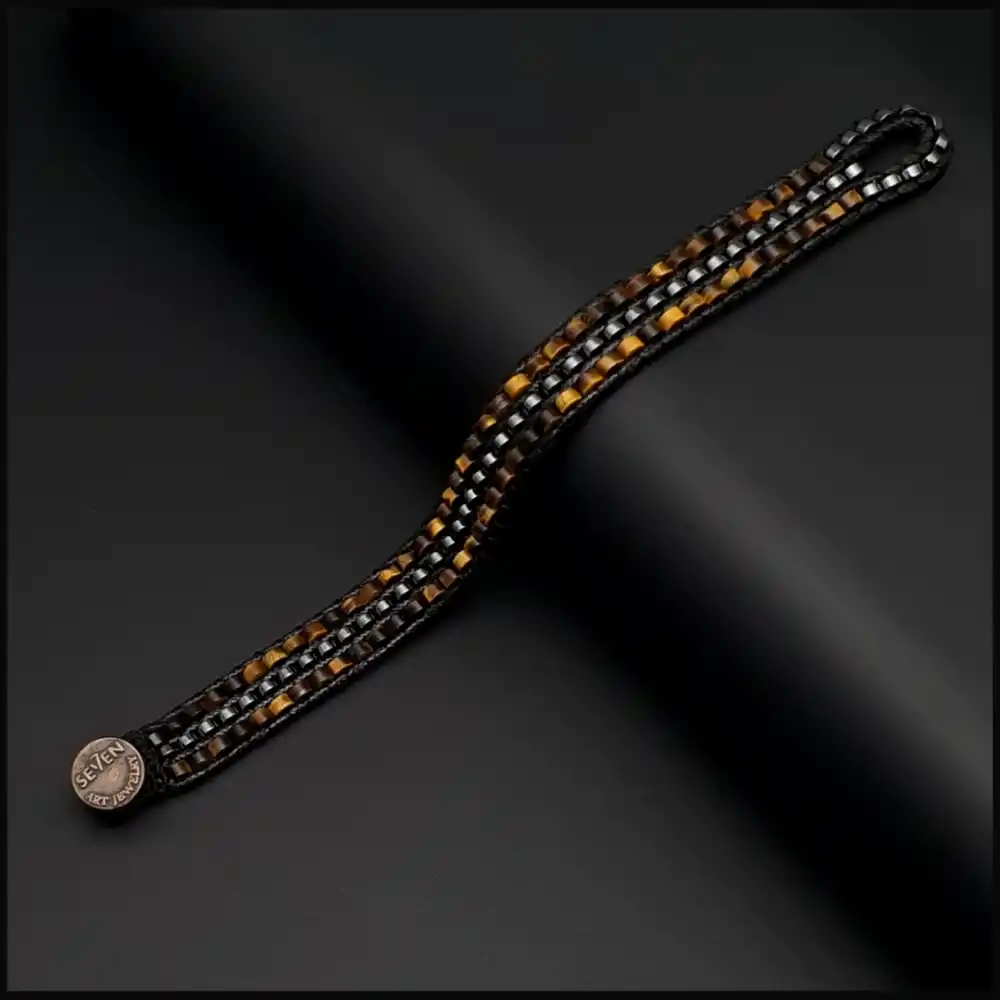 Kaplan Gözü ve Hematit Tarz Bileklik 4x2mm