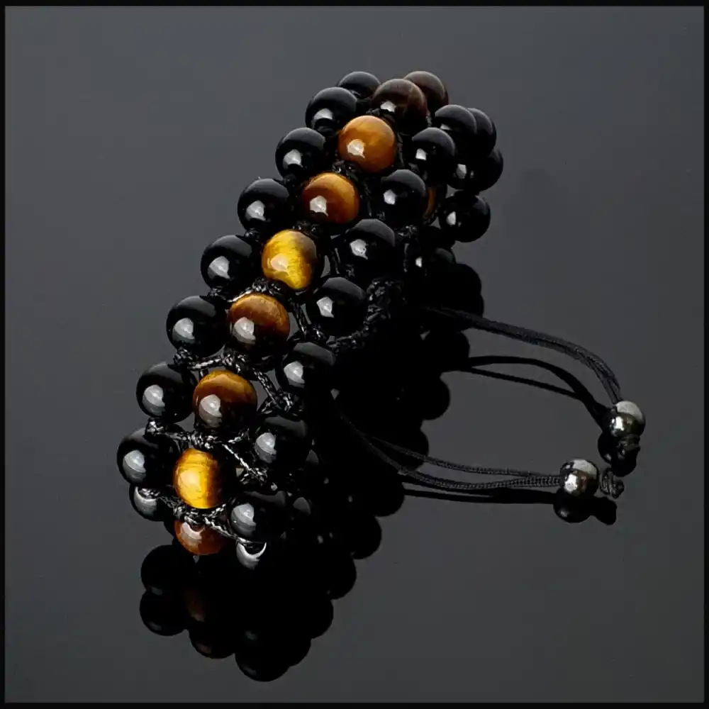 Kaplan Gözü ve Oniks Makrome Bileklik