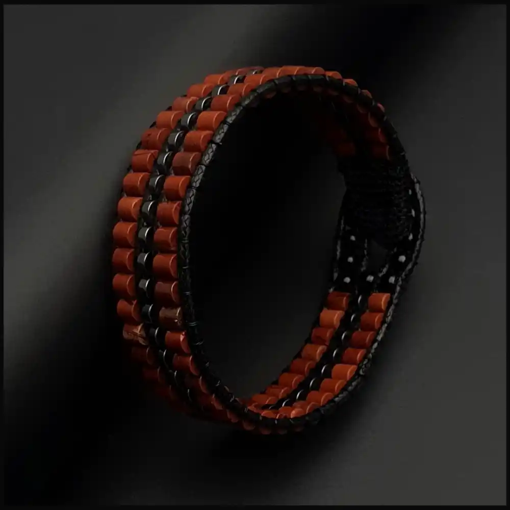 Kırmızı Jasper ve Hematit Taşı Tarz Bileklik