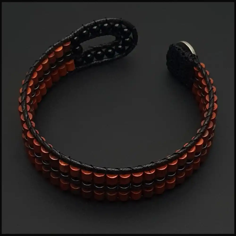 Kırmızı Jasper ve Hematit Taşı Tarz Bileklik