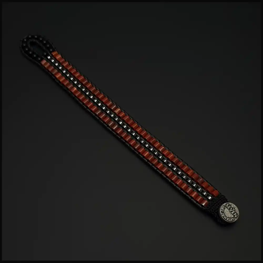 Kırmızı Jasper ve Hematit Taşı Tarz Bileklik