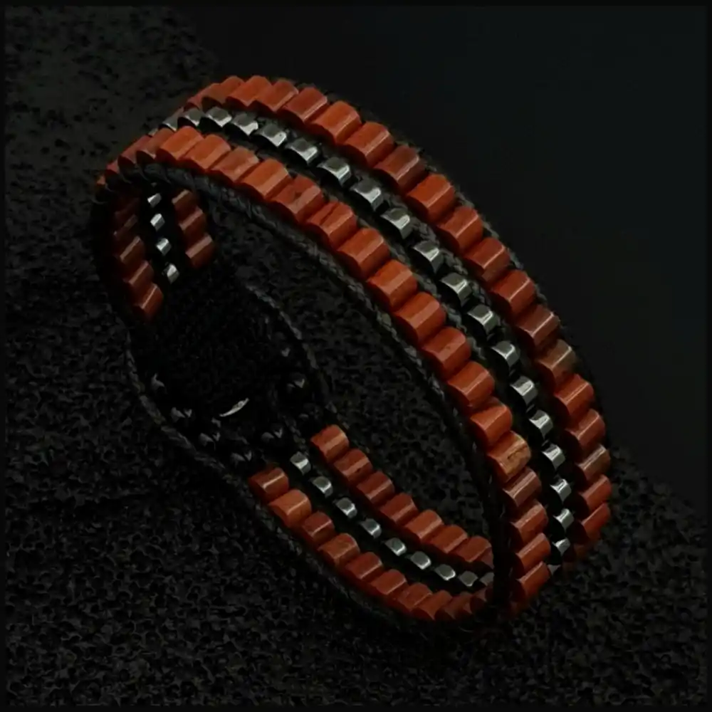 Kırmızı Jasper ve Hematit Taşı Tarz Bileklik