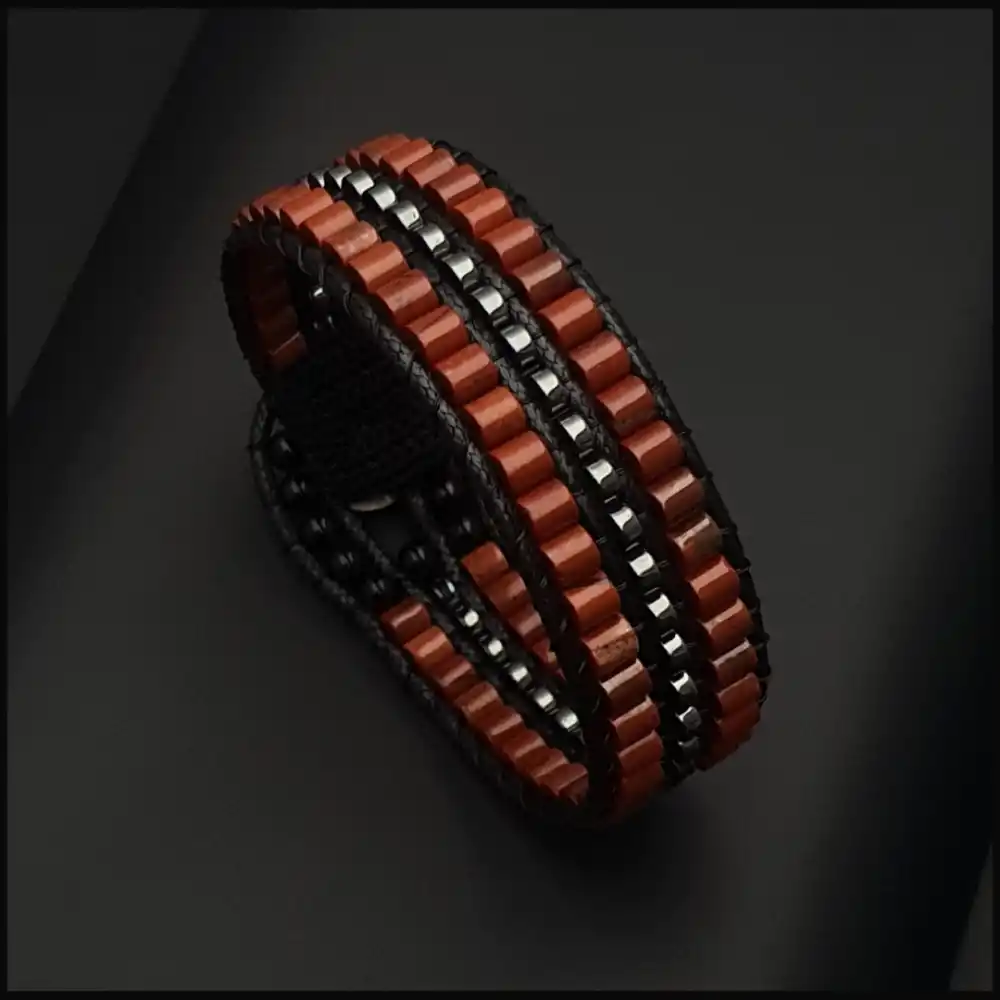 Kırmızı Jasper ve Hematit Taşı Tarz Bileklik