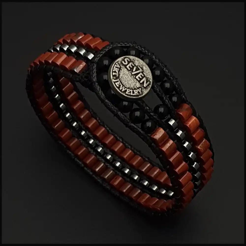 Kırmızı Jasper ve Hematit Taşı Tarz Bileklik