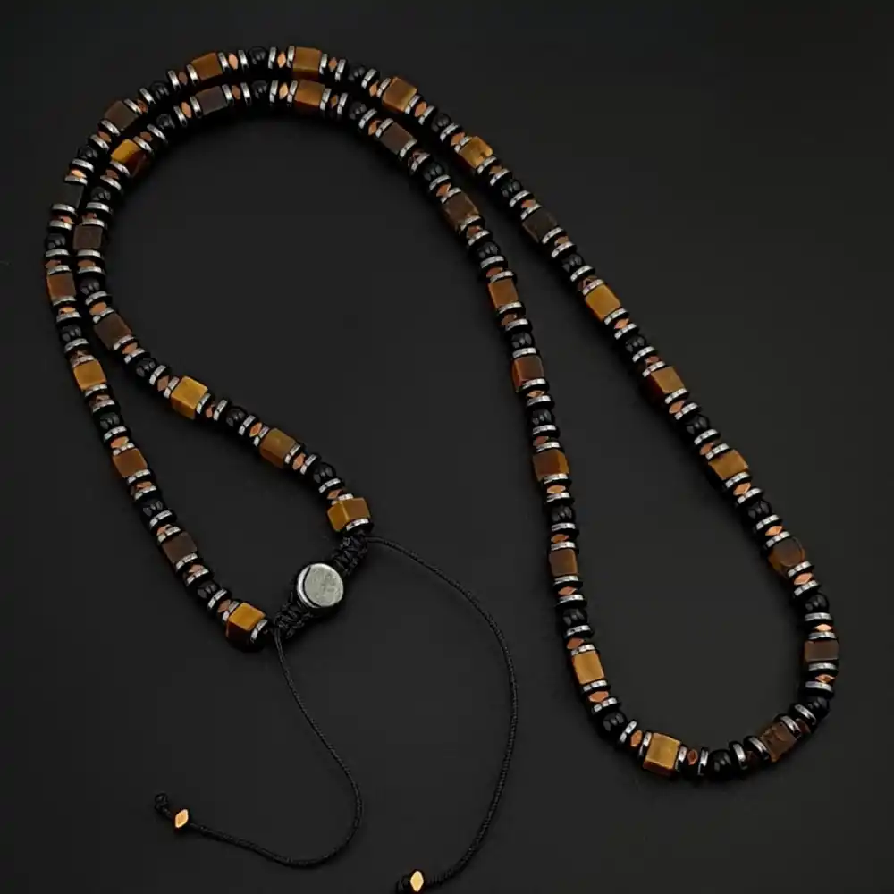 Küp Kaplan Gözü, Akik Taşı ve Hematit Taşı Kolye & Bileklik Set