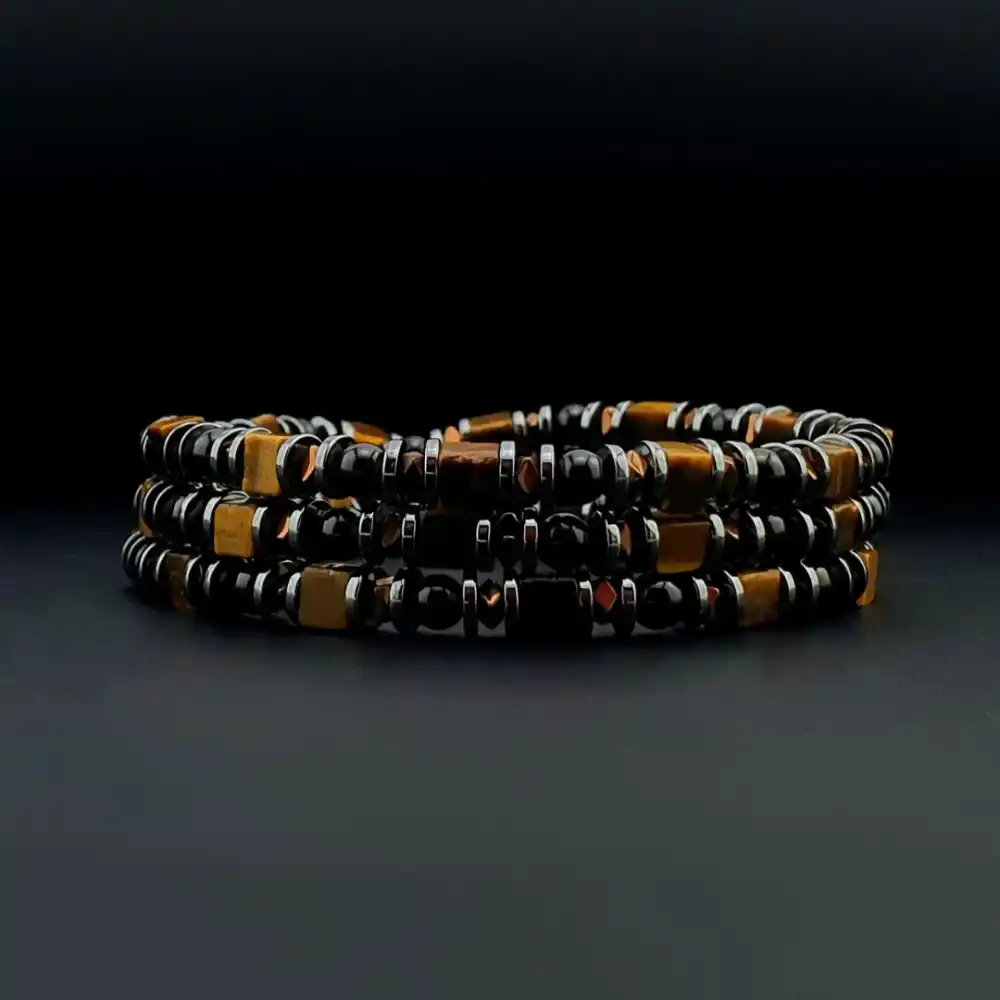 Küp Kaplan Gözü, Akik Taşı ve Hematit Taşı Kolye & Bileklik Set