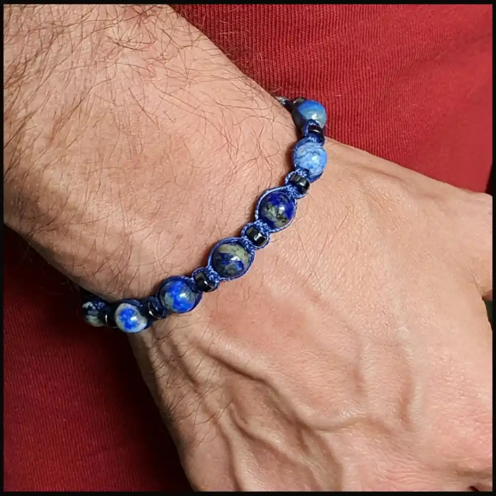 Lapis Lazuli Küre Makrome Bileklik